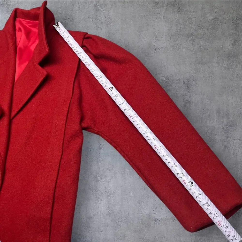 Vintage Red Wool Overcoat XL USA Made Thinsulate Lined Double Breasted Warm